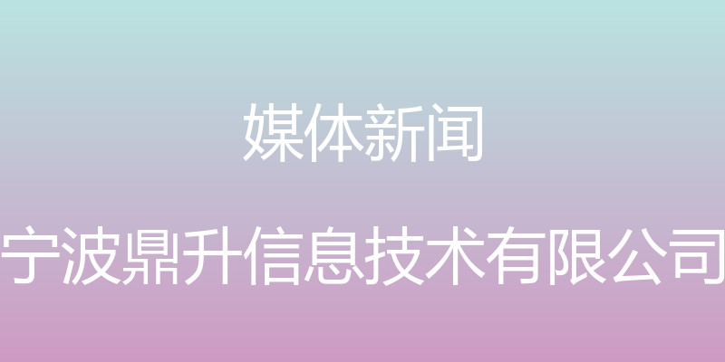 媒体新闻 - 宁波鼎升信息技术有限公司