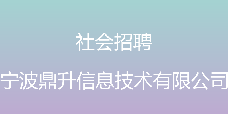 社会招聘 - 宁波鼎升信息技术有限公司