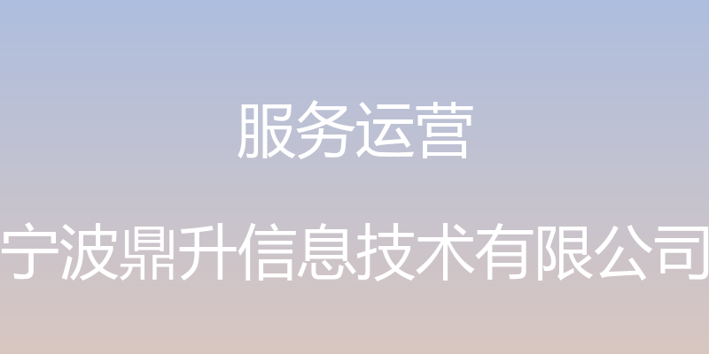 服务运营 - 宁波鼎升信息技术有限公司